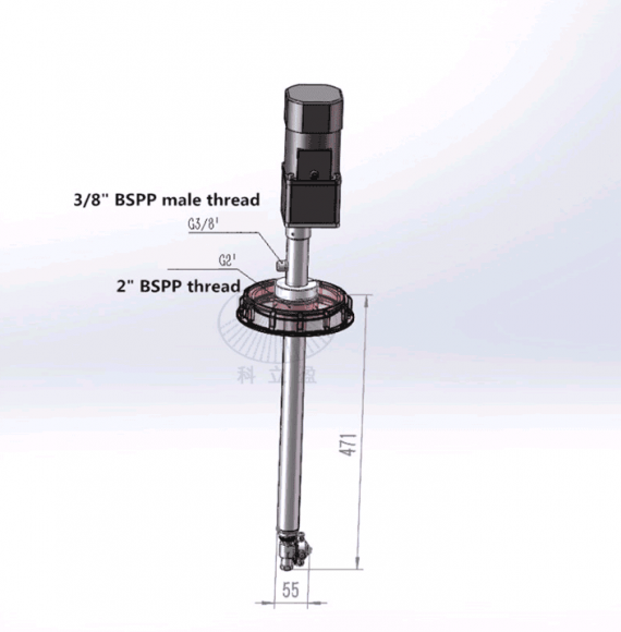 Насадка для мойки емкостей IBCD-2-1.0-360°-316LSS-2"- 3/8"BSPP с двигателем 24 В