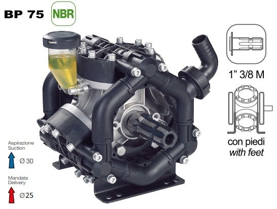 Насос мембранный Comet® серия BP75 1" (67 л/мин; 20 бар); вал ВОМ 1"3/8 Насос мембранный Comet® серия BP75 1" (67 л/мин; 20 бар); вал ВОМ 1"3/8