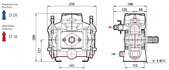 Насос мембранный Comet® серия BP40 (43,3 л/мин; 15 бар); гладкий/шпонка d 30 Насос мембранный Comet® серия BP40 (43,3 л/мин; 15 бар); гладкий/шпонка d 30