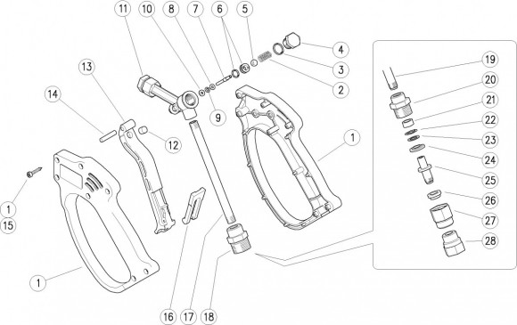 Ремкомплект курка распылительного RL 26 с дренажом 1,1 л 8x1pcs