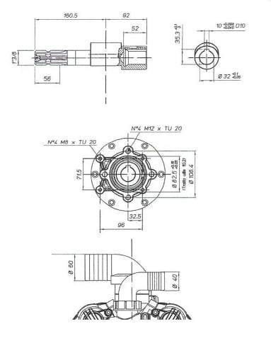 Насос мембранный Comet® серия BP300 (295 л/мин; 20 бар); вал d32 внутрен./шпонка - ВОМ 1"3/8 Насос мембранный Comet® серия BP300 (295 л/мин; 20 бар); вал d32 внутрен./шпонка - ВОМ 1"3/8