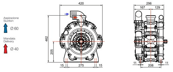 Насос мембранный Comet® серия BP300 (295 л/мин; 20 бар); вал d32 внутрен./шпонка - ВОМ 1"3/8 Насос мембранный Comet® серия BP300 (295 л/мин; 20 бар); вал d32 внутрен./шпонка - ВОМ 1"3/8