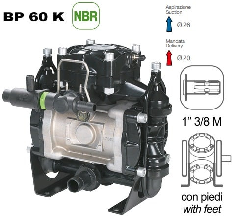 Насос мембранный Comet® серия BP60 (58 л/мин; 20 бар); вал ВОМ 1"3/8 Насос мембранный Comet® серия BP60 (58 л/мин; 20 бар); вал ВОМ 1"3/8