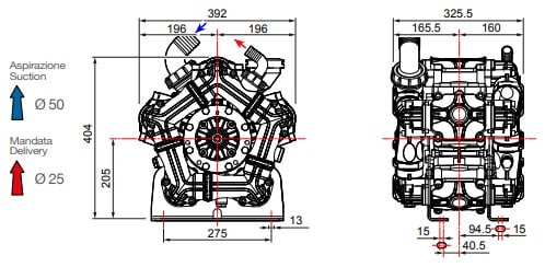 Насос мембранный Comet® серия ВPS260 (249 л/мин; 20 бар); вал ВОМ 1"3/8