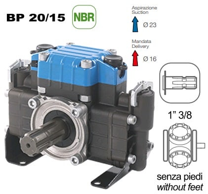 Насос мембранный Comet® серия BP20/15 (18,7 л/мин; 15 бар); вал ВОМ 1"3/8 Насос мембранный Comet® серия BP20/15 (18,7 л/мин; 15 бар); вал ВОМ 1"3/8