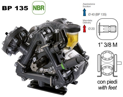 Насос мембранный Comet® серия BP135 (124 л/мин; 20 бар); гидрокомпенсатор; вал ВОМ 1"3/8 Насос мембранный Comet® серия BP135 (124 л/мин; 20 бар); гидрокомпенсатор; вал ВОМ 1"3/8