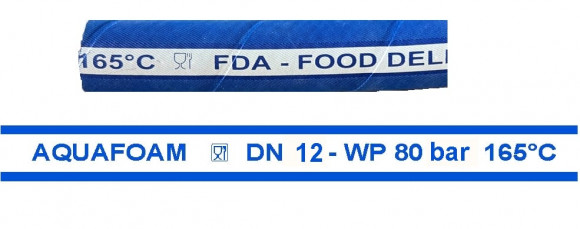Шланг синий обрезиненный для пищевой промышленности AQUAFOAM DN 12 – WP 80 бар 165 °C