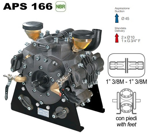 Насос мембранный Comet серия APS 166 (163 л/мин; 50 бар); вал ВОМ 1"3/8 Насос мембранный Comet серия APS 166 (163 л/мин; 50 бар); вал ВОМ 1"3/8